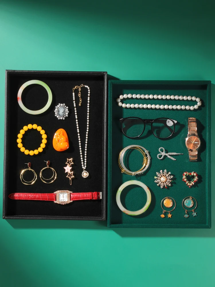 Velvet Jewelry Tray Multi-functional Display Storage Tray for Jewelry Pallet Stall Viewing Props Empty Tray for Organizing