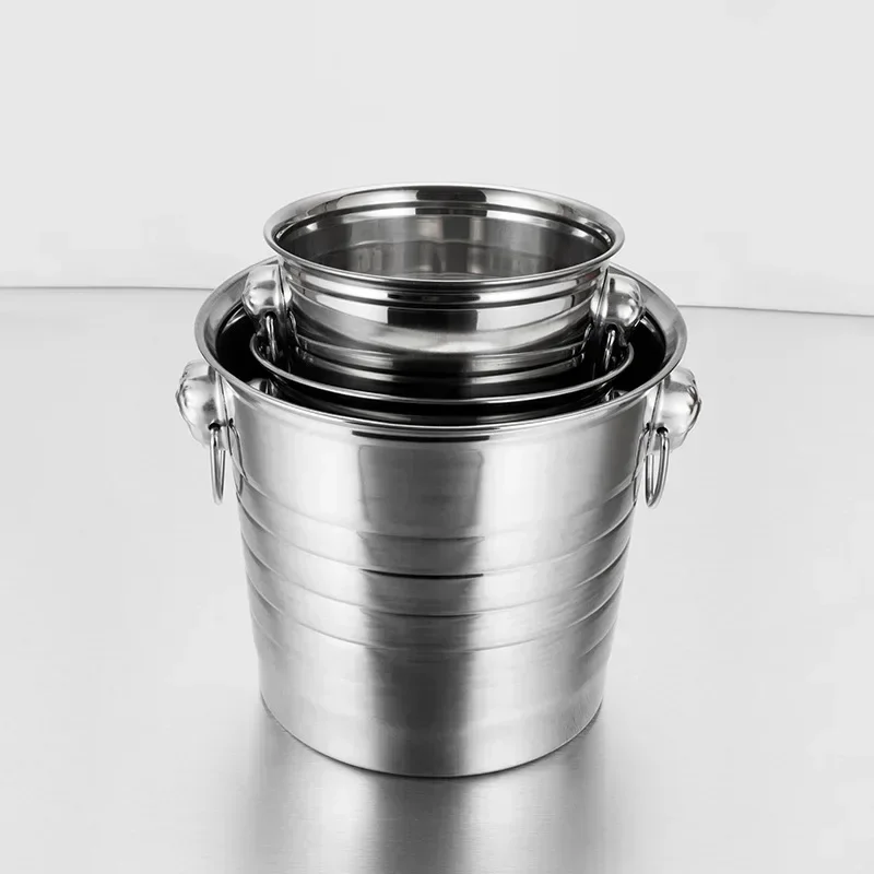 1L/3L/5L Portable Stainless Steel Ice Bucket Comfort Handle Eco-Friendly Freezer Cooler Bar Supplies Kitchen Accessories