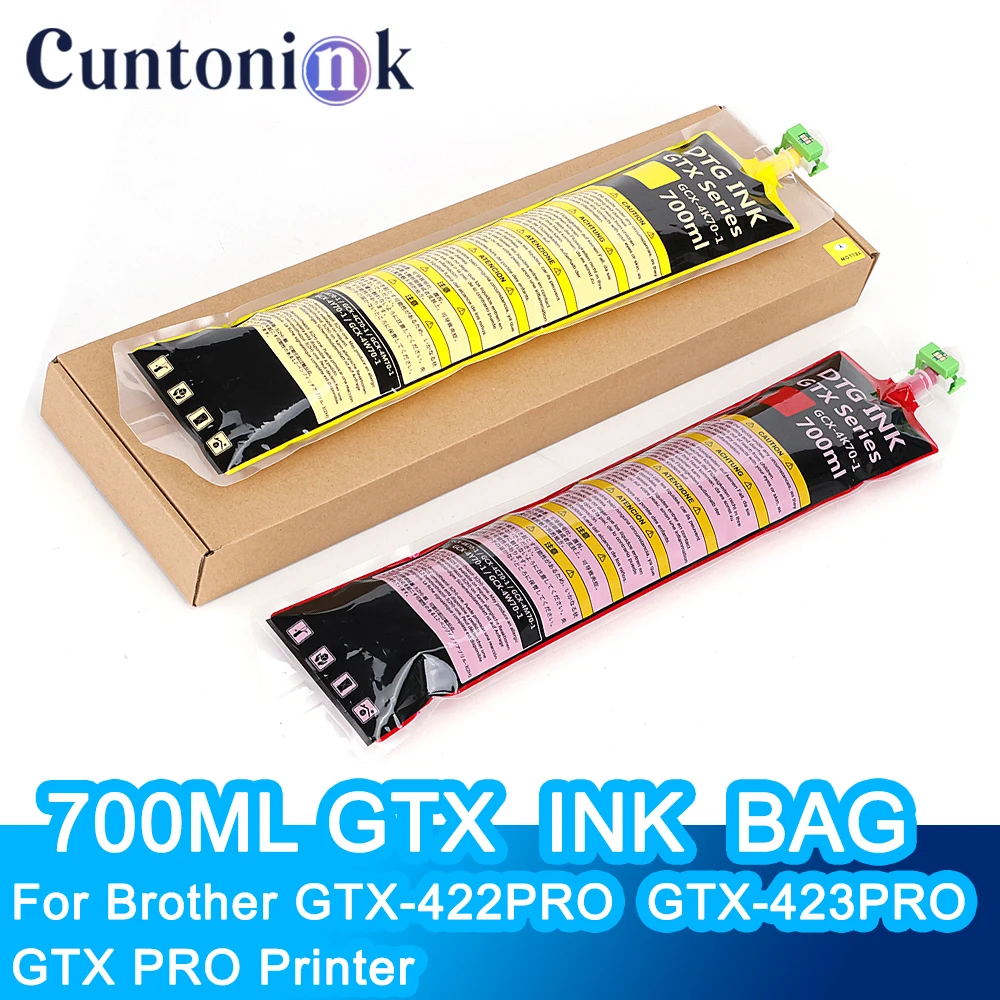 700ML/Bag GTX Ink Bag With One Time Chip Textile DTG INK For Brother GTX-422 GTX-423 GTXPRO Series Printer