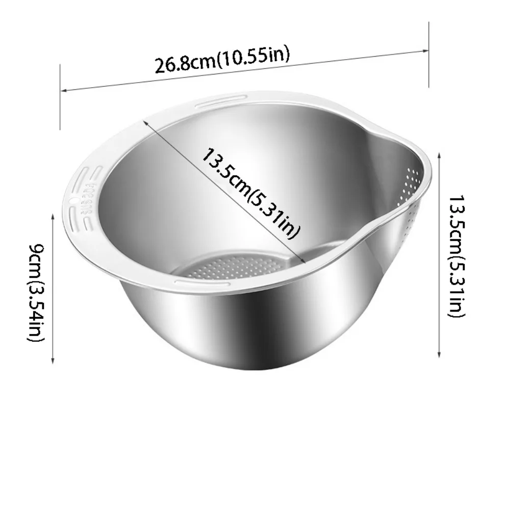 

Stainless Steel Rice Washing Basket Large Size Stainless Steel 304 Drain Basket Bowl Shape Tray Design Kitchen Strainer