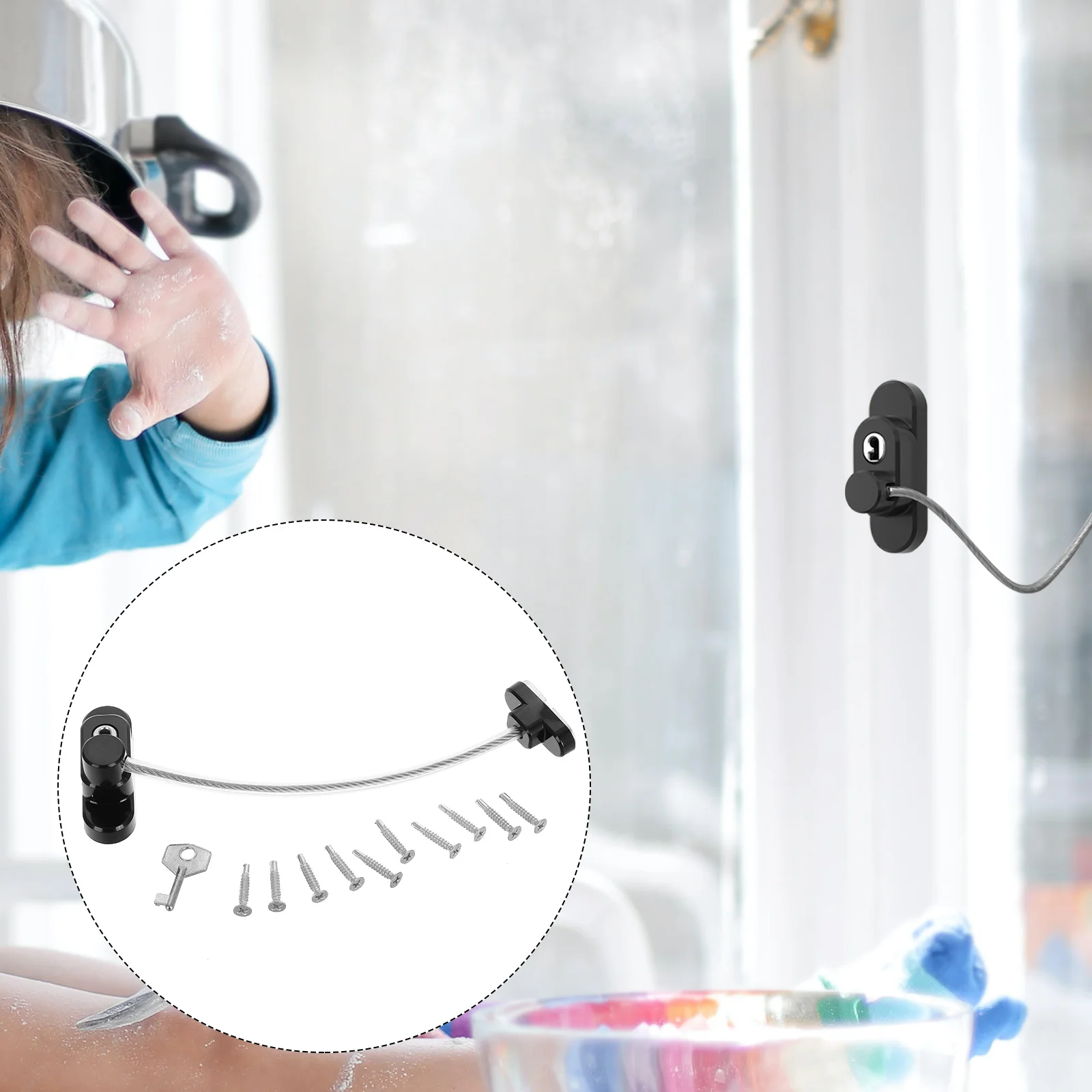 

5pcs Child Safety Window Sliding Limiters Baby Protection Anti-Theft Security Lock Screw Key Included Adjustable Movable Easy