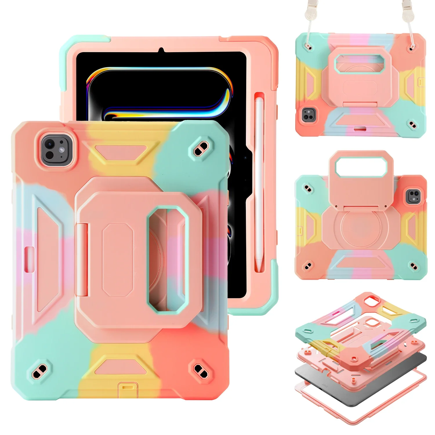 360 Rotation Stand Tablet Case For iPad 7 8 9 10th 11th Generation 10.2 inch Case Pro 2025 11 Air 6th Shockproof Cover