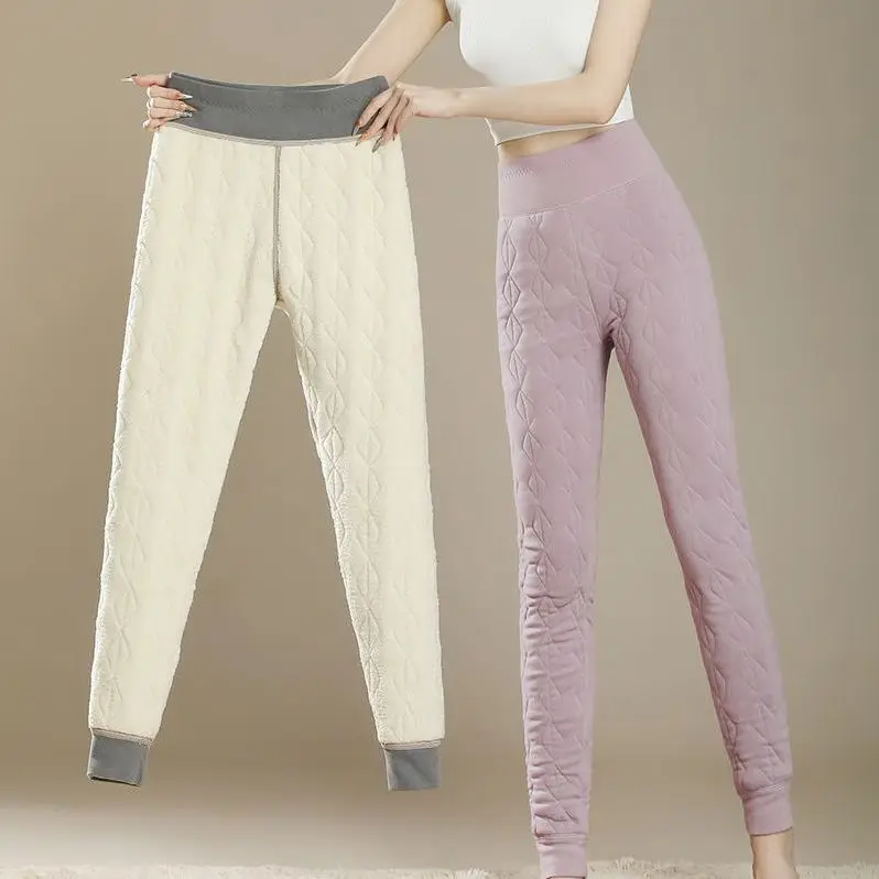 

Утепленные женские брюки оверсайз, тонкие теплые брюки с высокой талией и шелковой подкладкой, зимняя зимняя одежда до щиколотки, TT173