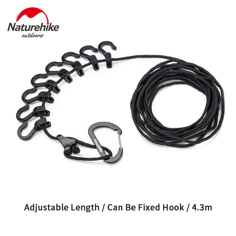 Naturehike Outdoor Hiking Storage Accessories Cooking Utensils 4.2m Multi-Purpose Clothesline Adjustable Non-Slip Canopy Lanyard