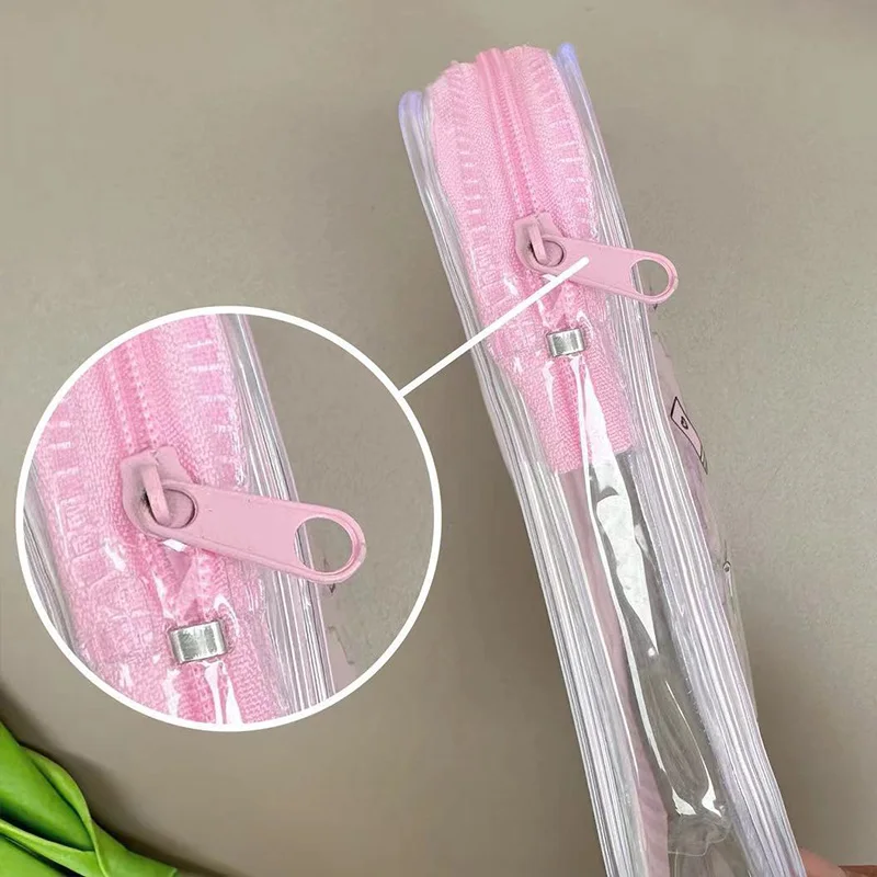 Cute Esther Bunny Transparent Makeup Bag Pink Stripes Pvc Cosmetics Storage Bag Go Out Travel Portable Toiletry Bag Friend Gift view 5
