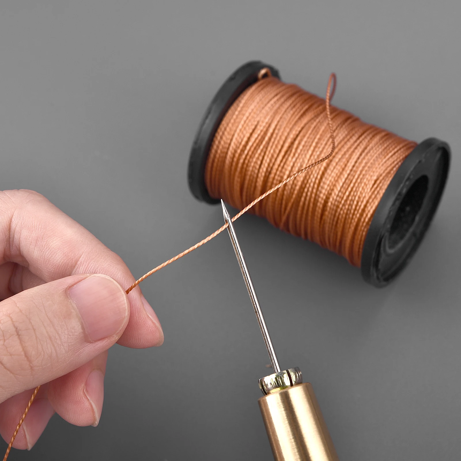 Picture 6: Leather Sewing Kit DIY Leather Sewing Awl Needle With Copper Handle Set Leather Canvas Tent Shoes Repairing Tool W/Nylon Thread