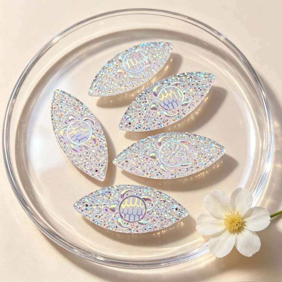 10pcs/lot Crystal turtle pattern horse eye drops Rhinestone/resin flat back scrapbook DIY jewelry indigenous earring decoration