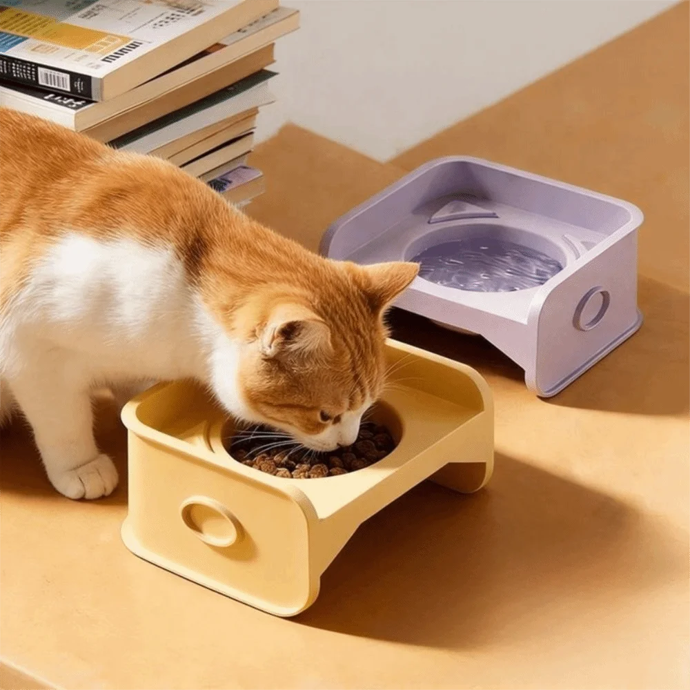 High Quality Leak-Proof Elevated Cat Bowl Anti-Spill Removable Raised Pet Feeder Square Anti-Tip Dog Food Container Indoor