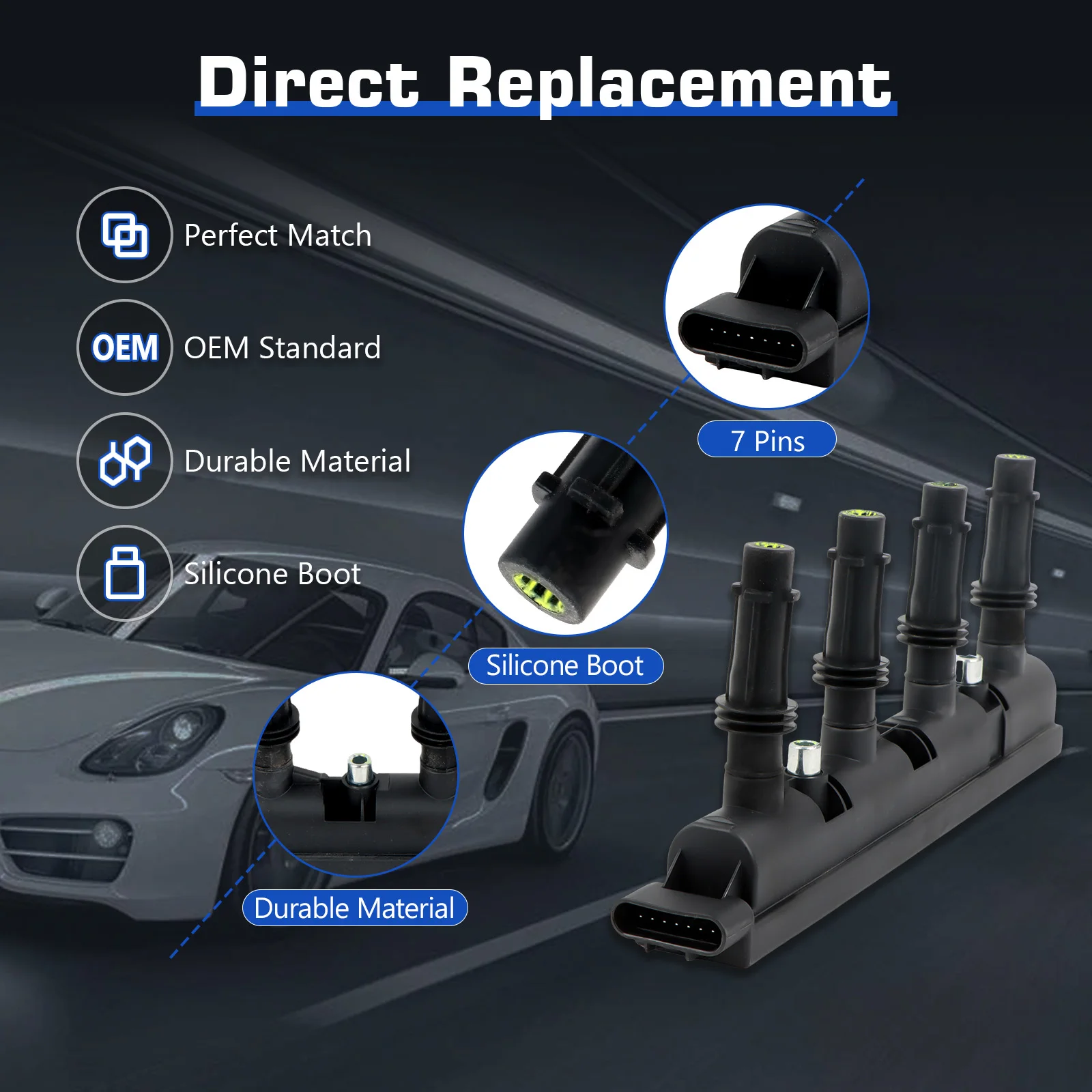 1pc Ignition Coil + 4pcs Iridium Spark Plugs For 1.4L Buick Encore Chevy Cruze Sonic Trax UF669 Ignition System Coil Wear Part