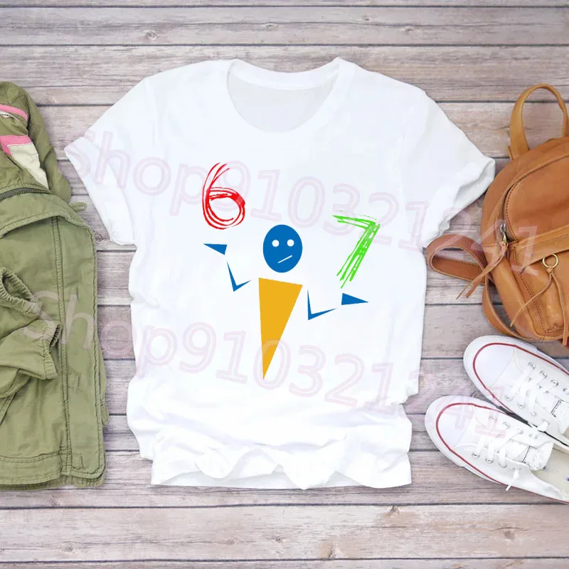 Graphic 67 T Shirt Women Funny Tops Tee Printed Six Seven Letter Fashion Casual Clothes Summer Black Tshirts Female T Shirt