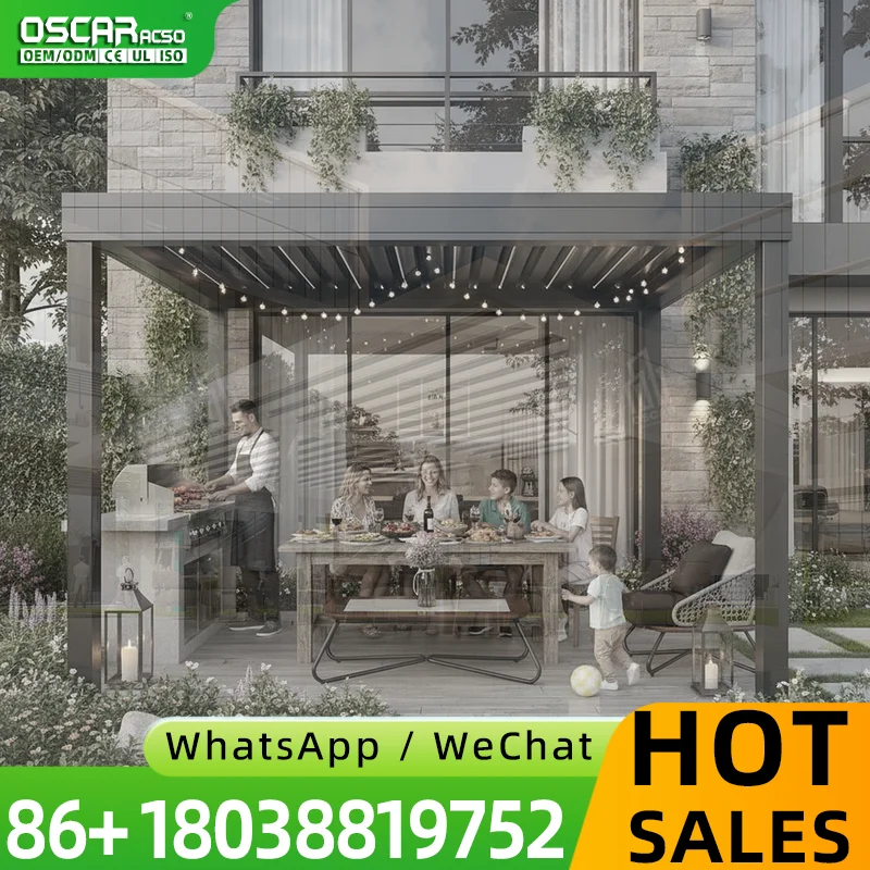 Outdoor Pergola Patio Backyard Deck Garden Grape Trellis Gazebo Canopy Retractable Shade Europe USA Australia Villa Lawn Party D