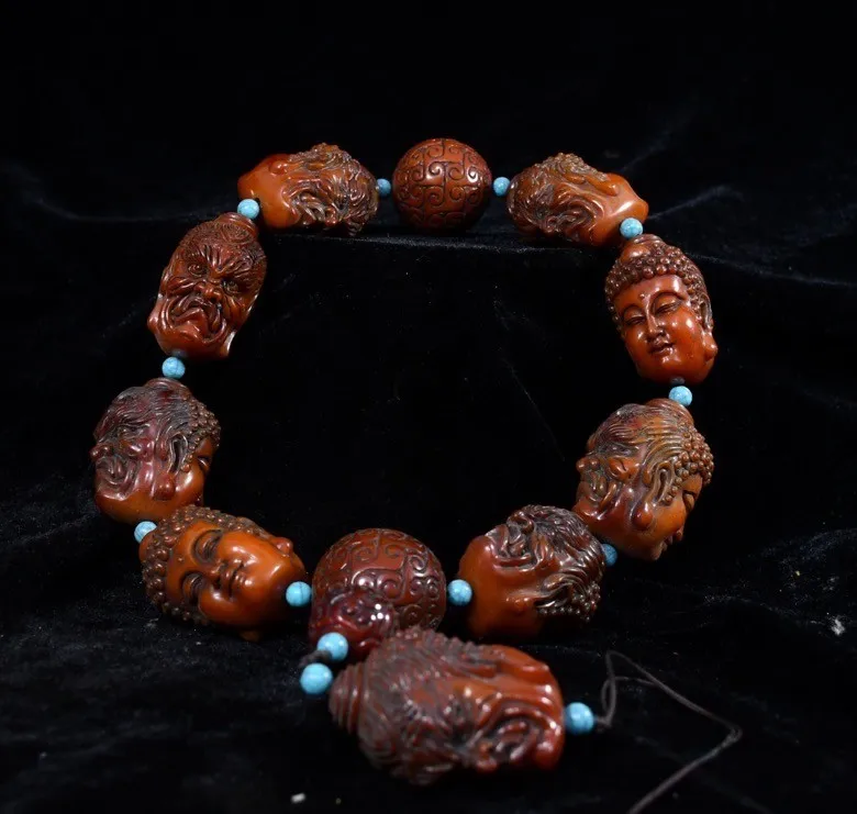 Old Beeswax Shakyamuni Amitabha Buddha Devil Head Chain