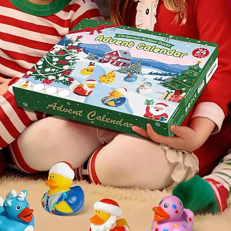 24pcs Rubber Ducks Christmas Advent Calendar Colorful Ducks Bath Toys For Kids 2024 Advent Countdown Calendar For New Year