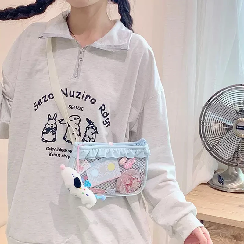 HAEX Lolita Women Ita Bags Fashion Designer 2025 Detachable 2 Pieces DIY Anime Badge Crossbody Bag Casual Commute Backpacks