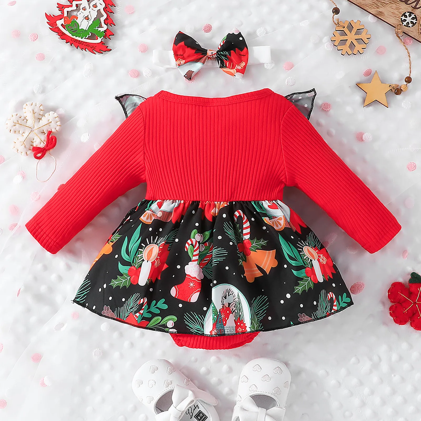 Baby Girls Christmas Clothes Red Santa Claus Bodysuit Dress For Newborn Christmas Dresses My First New Year Baby Costume 0-24M