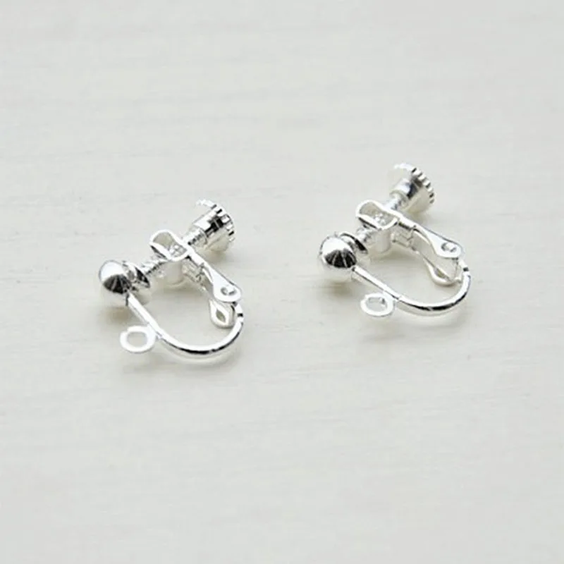 20PCS 14x17mm Brass Round Head Screw Ear Clip DIY Handmade Clip On Earrings Parts No Pierced Ear Clips Jewelry Making Findings