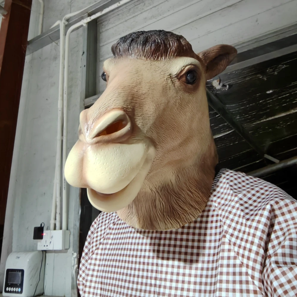 الجمل اللاتكس قناع مضحك الحيوان القبعات عيد الميلاد كرنفال حفلة الجدة الحيوان كامل رئيس قناع هالوين تأثيري غطاء رأس