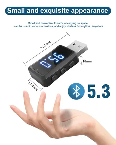블루투스 5.3 차량용 FM 송신기 및 수신기, LED 디스플레이, USB 지원, 무선 핸즈프리 통화, 미니 USB 전원 자동 FM 라디오 키트