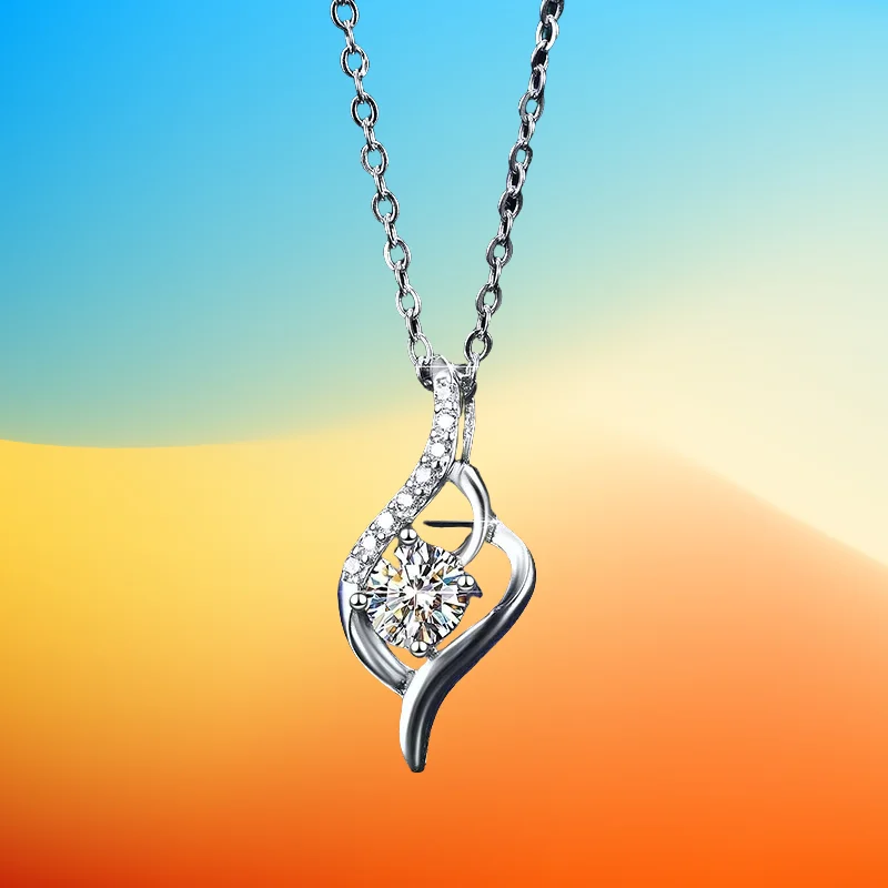 

Gift Luxury PT950 Platinum Clavicle Necklace With GRA Certified 0.5 Carat Moissanite Diamond Pendant Wedding Jewelry for Women