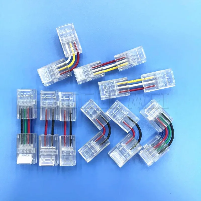 10/20pcs L/I Shape 2/3/4/5/6 Pin Strip Connector 8/10/12mm Angle Adjustable Connectors RGB RGBW RGB+CCT LED Strip Lights