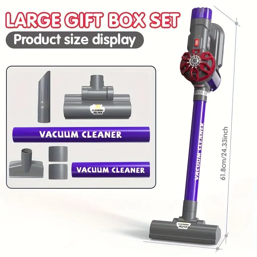 어린이용 진공청소기 장난감, 청소를 시뮬레이션하며 가정 책임감을 가르치는 도구로, 소녀와 소년에게 적합합니다.
