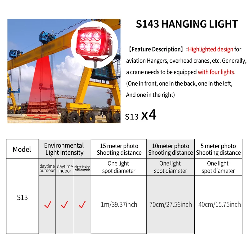 Hanging Crane Warning Safety Zone Range Red And Blue Laser Wide Boundary Light