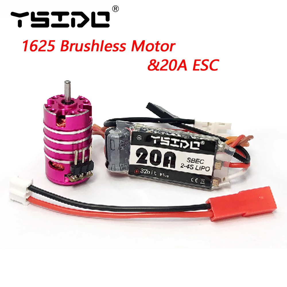 YSIDO 1625 3500KV 6000KV 7500KV 11000KV Brushless Motor w/20A ESC Combo for Wltoys Traxxas RC 1/24 1/28 mini Car Vehicles Model