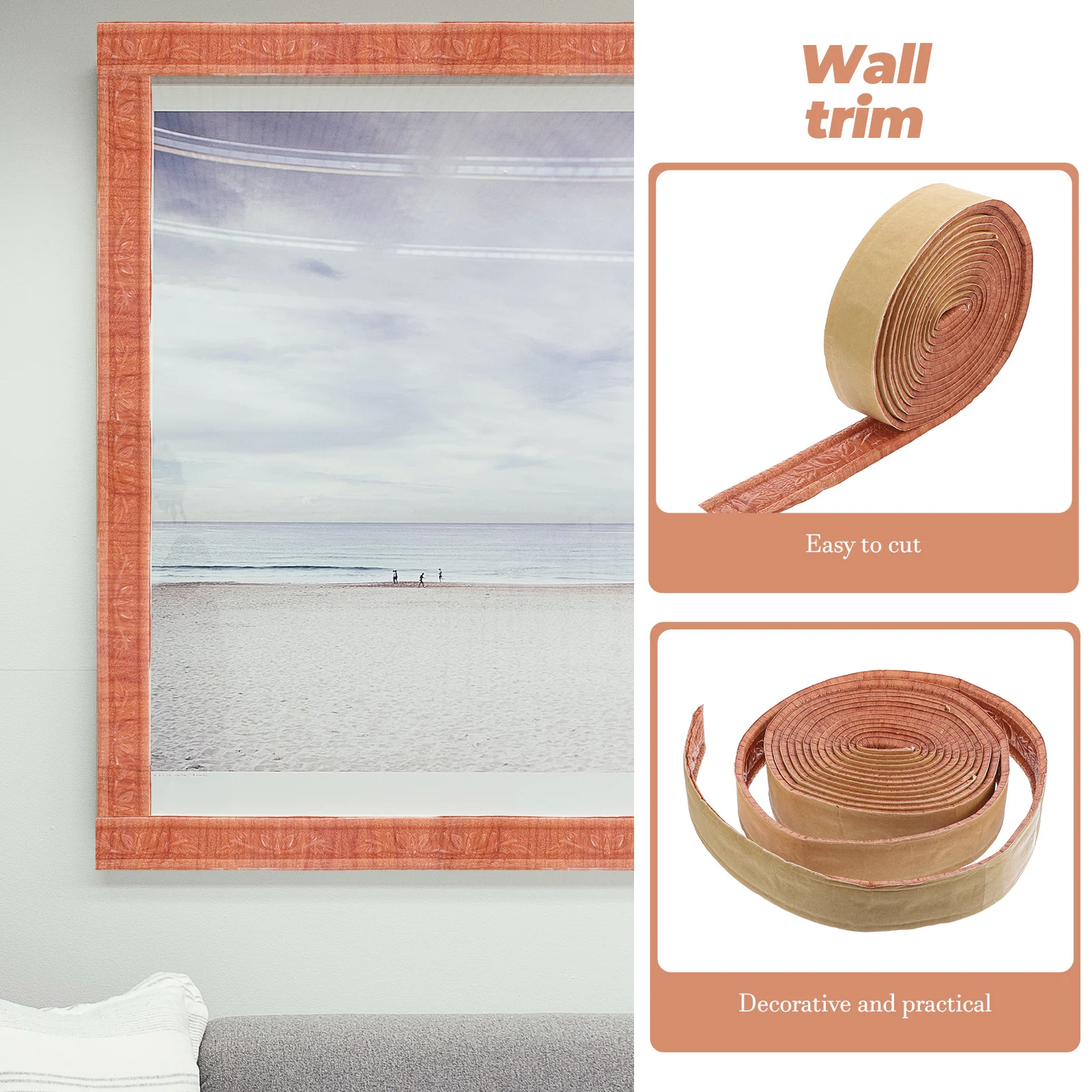 

2 Rolls Wall Border Peel and Stick Flexible Wall Corner Trim Foam Self Adhesive Easy Install Molding Trim Caulk Strip