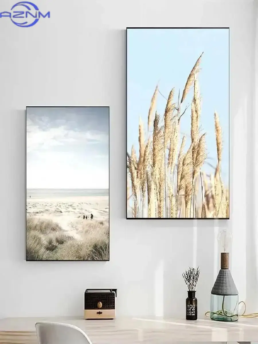 Vibrant Beach Ocean Canvas Art Print with Bridge Leaves Turtle Seagull  Summer Nordic Home Wall Decor Poster