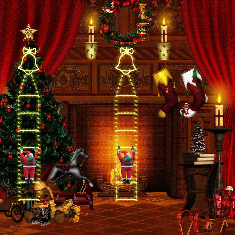 Lumière d'échelle d'escalade du Père Noël, décorations de Noël, lumière étanche pour intérieur, extérieur, décor de Noël, 2024, 3m, 2m