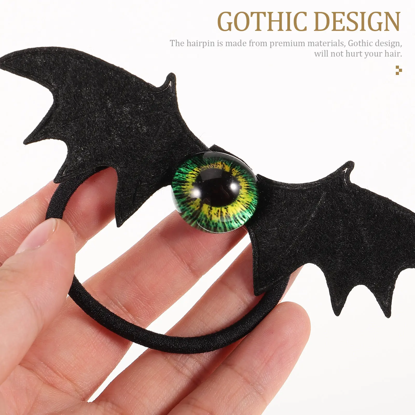 

Набор из 4 резинок для волос с черепами и глазами-амулетами, готические кольца для волос в виде крыльев летучей мыши, стильный аксессуар для вечеринок, фестивалей и косплея для женщин