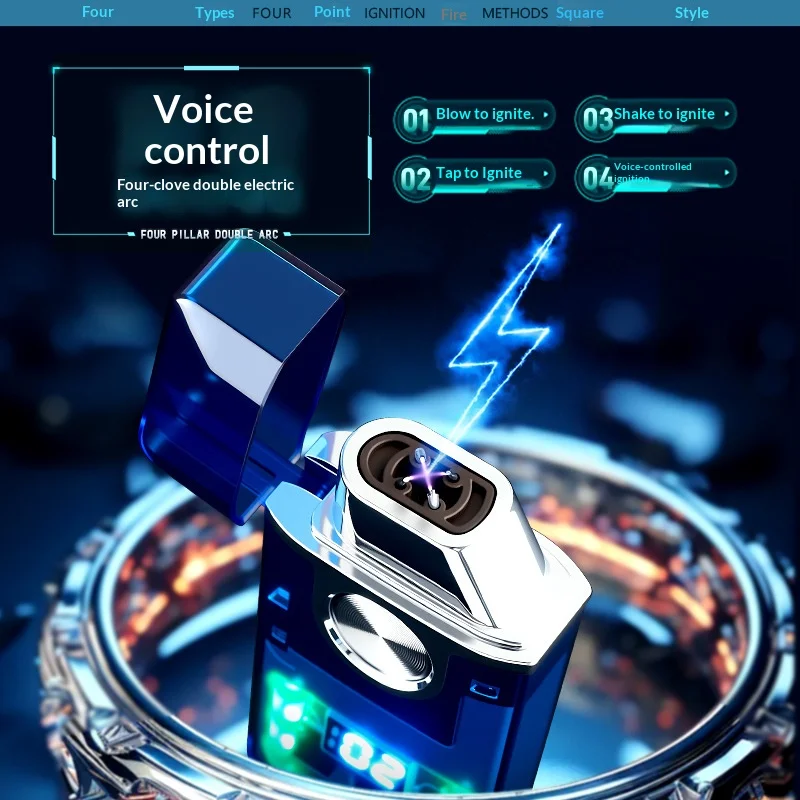

High-Tech Voice-Activated Induction Lighter Cigar Lighter Fast Charging And Double Arc Lighter Four Ignition Methods