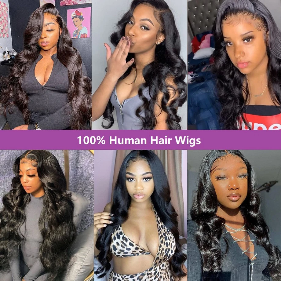 Perruque Lace Front Wig Body Wave Brésilienne Naturelle, Cheveux Humains, 13x6, 13x4, Pre-Plucked, 360 de Densité, 40 Pouces, pour Femme