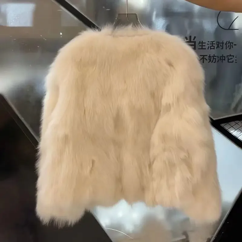 Top Leather Imitation Fox Fur Coat Women's Thick Style 2024 Autumn/Winter New  faux fur coat  women jacket