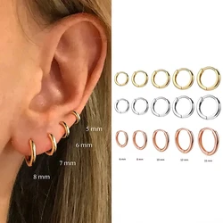 Minimal Tiny Cartilagem Hoop Brincos, aço inoxidável, pequeno brilhante Huggie Brinco, Piercing Jóias, única cor do ouro, na moda, 1 par