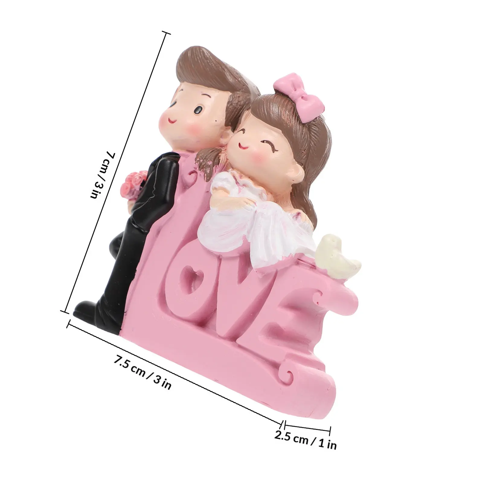 1Pcs Romantic Couple Resin Adornment Exquisite Desktop Decor for Valentine's Day Engagement Proposal Home Office Indoor Outdoor
