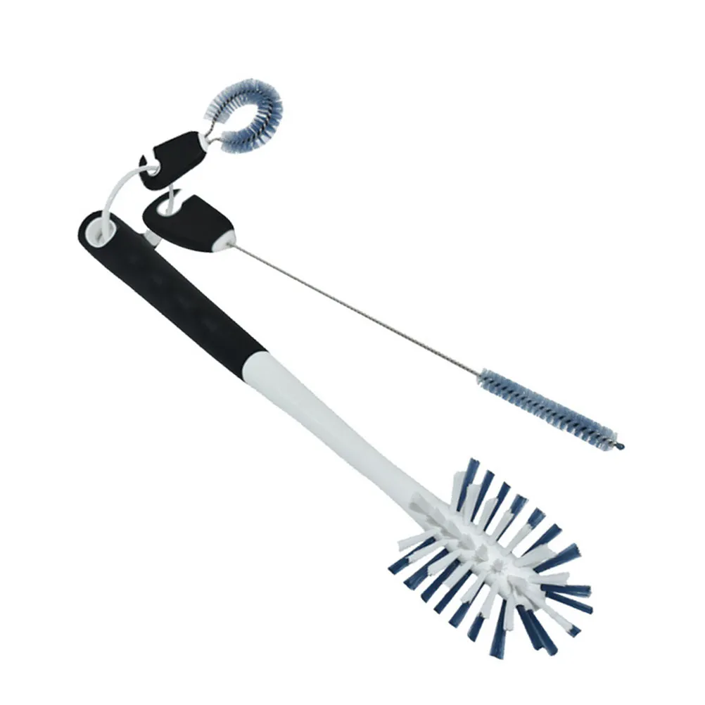 3-Piece Long Handle Bottle Brush Set with Nylon Bristles Non-Slip Handles for Water Bottles Sports Straws Caps Lids Cleaning view 3