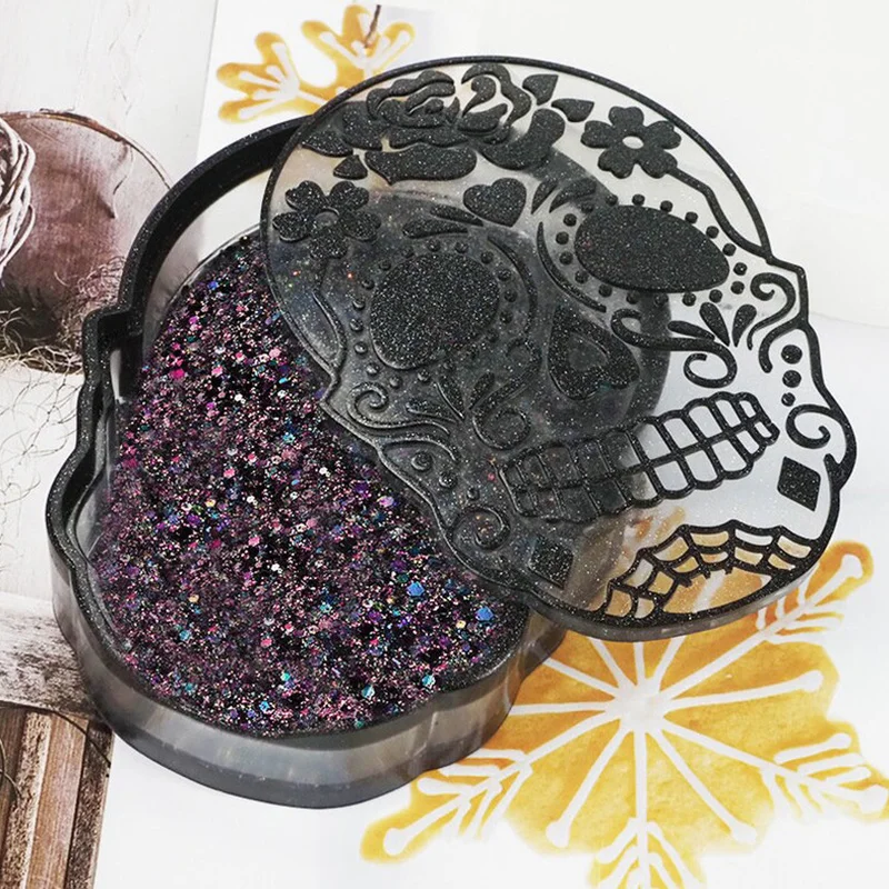 

Skeleton Storage Box Halloween Box Mould Halloween Silicone Skeleton Ashtray Mould Resin Mould Desktop Jewelry Mold, Free DIY