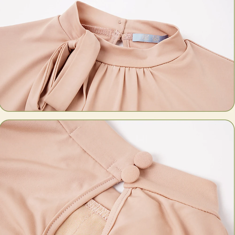 Top elegante vals salón de baile púrpura manga larga vestido de baile de cuello alto para mujer GB Dance blusa de vals con volantes negro