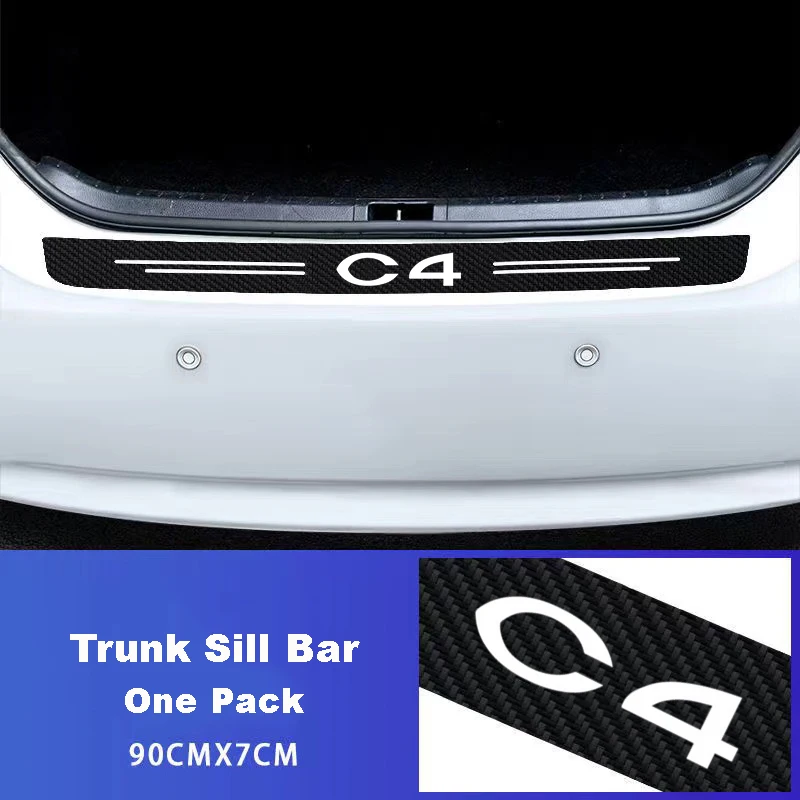 Fiber Car Door Threshold Sill Protector Trunk Stickers For Citroen C4 C4L Emblem logo Car Accessories