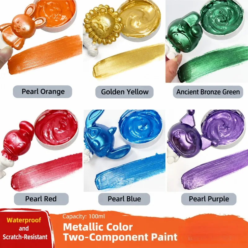 100ml Metallic Acrylic Paint Pearl Gold Pigment for Clay Sanxingdui Bronze Plaster Wall Mural Hand Painting DIY Art Craft
