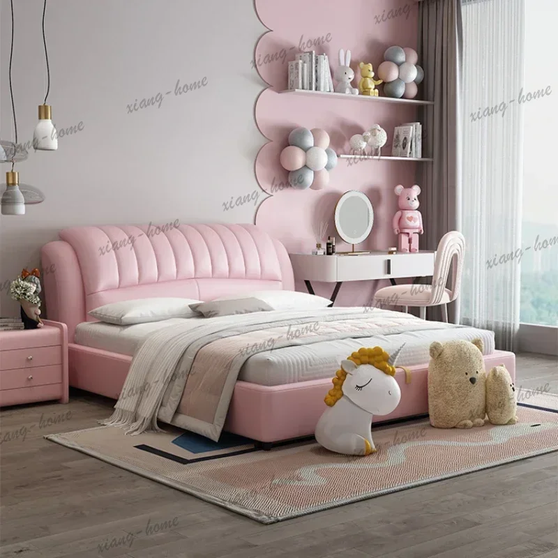 FG Royal Luxury Kids Double Bed Nordic High End Headboard King Size Double Bed Girl Boys Letti Matrimoniali Bedroom Furniture