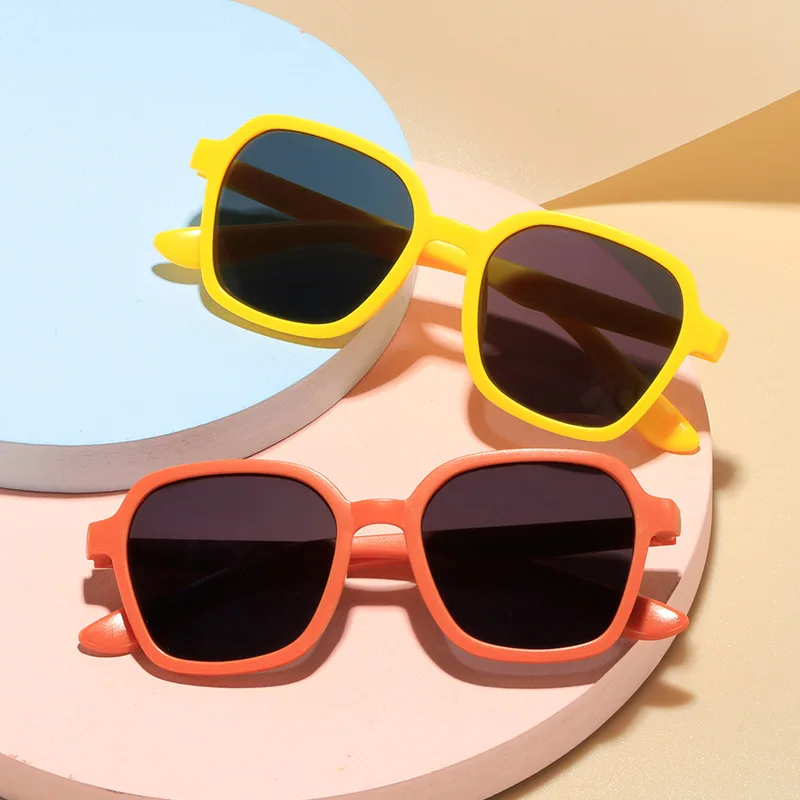 Macaron Color Kids' Square Sunglasses, Lightweight Flexible Material, Baby Uv400 Anti-Uv Sunglasses 779