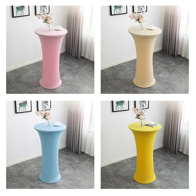 Round High Stretch Table Cover Tablecloth Spandex Cocktail Bar Hotel Party Wedding Table Cloth Decoration Multi-color