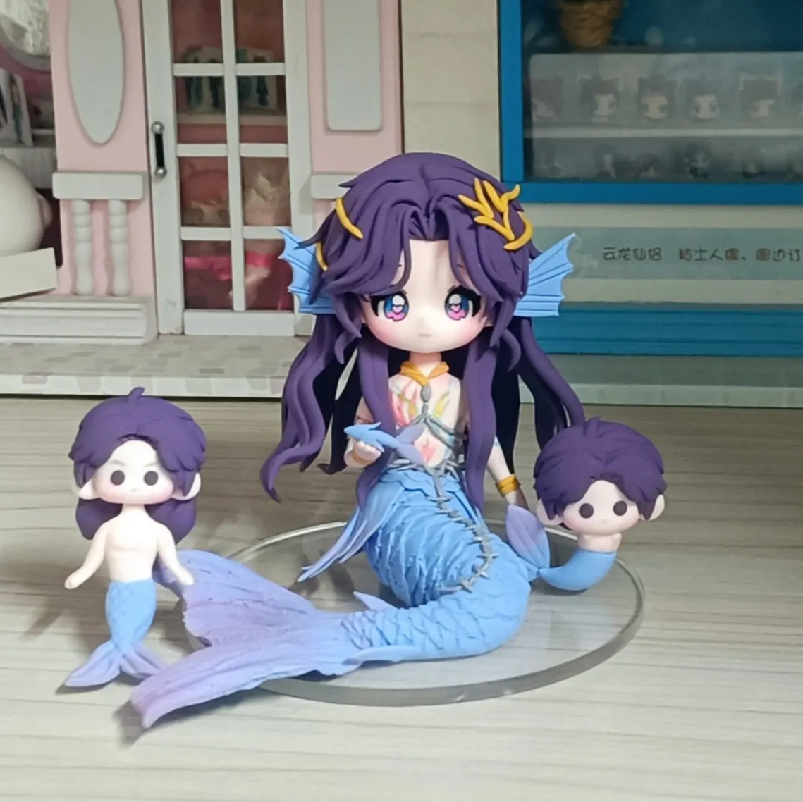 

Love and Deepspace Anime Rafayel Cosplay Fishtail Mermaid Handmade Garage Kits Cartoon Figurine Model Desktop Ornament Xmas Gift