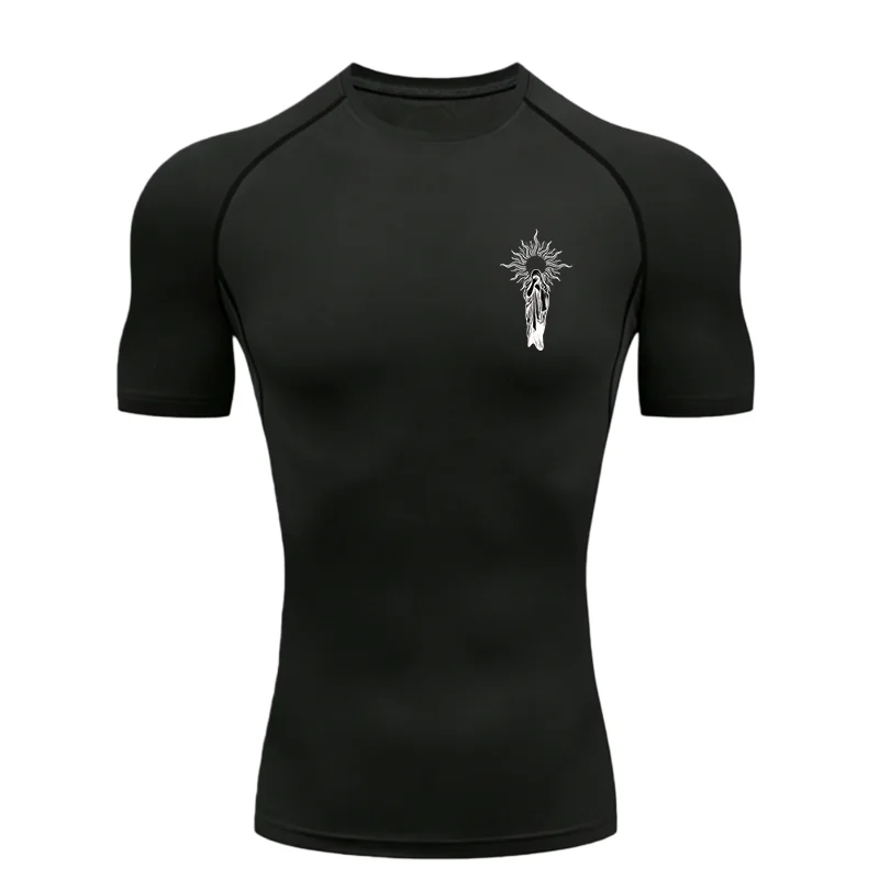 

Horse Pattern 2026 Men's Sports T-shirt Training Fitness Compression Workout T-Shirt Athletic Tees Gym Running T-shirt