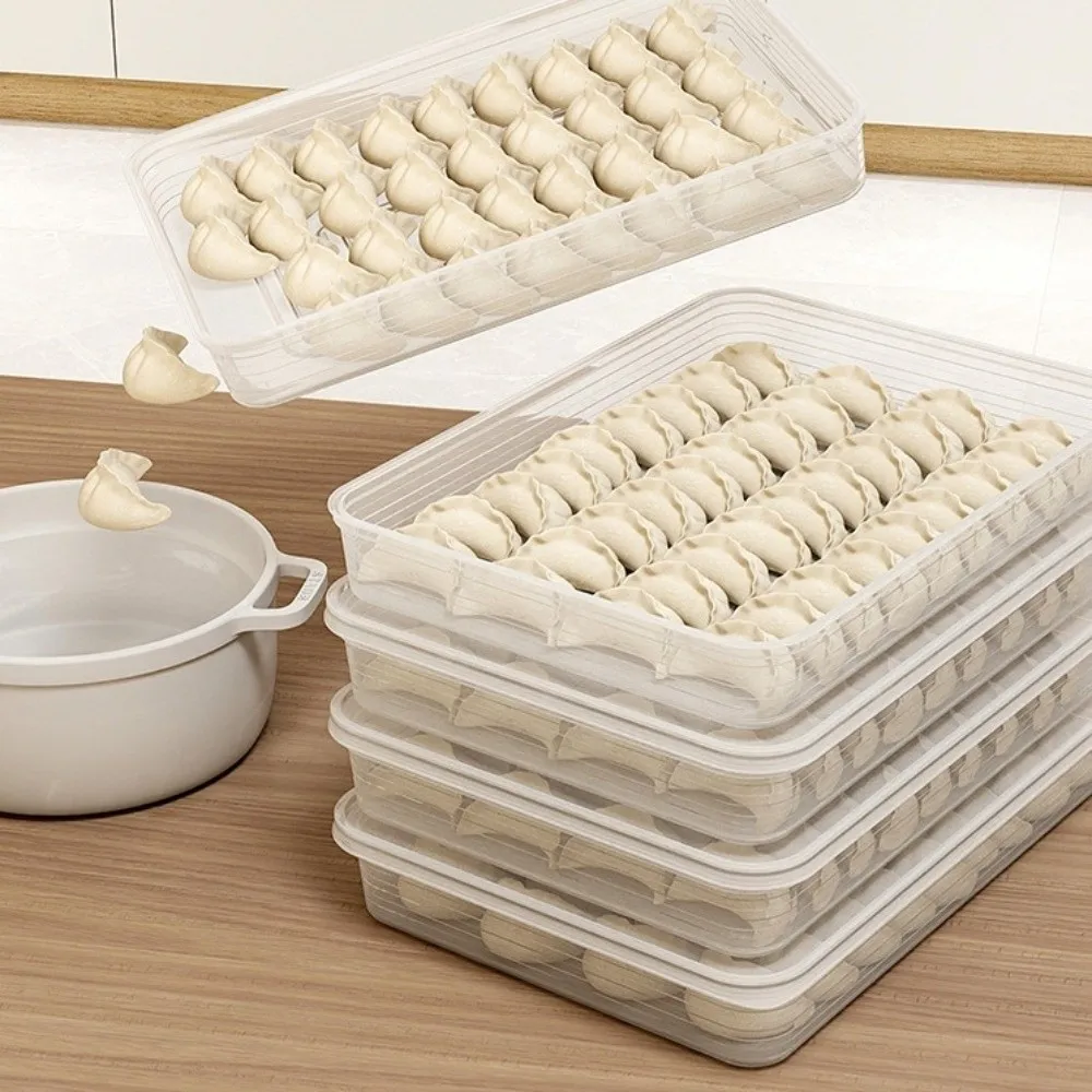 Transparent Dumpling Box with Lid portable Food Containers Stackable Prevent cross-contamination of flavors Freezer Storage Box