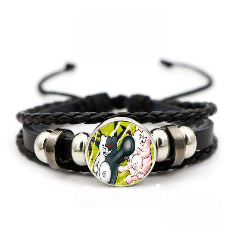 

Teenager Adjustable Wristband Jewelry Leather PU Woven Bracelet Time Gem Wristband For Anime Danganronpa Braided Bangle