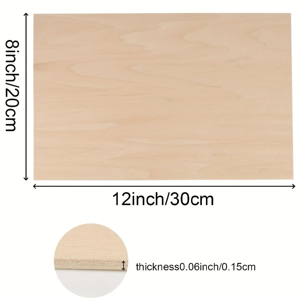 10pcs Basswood Sheets For Crafts-12 X 8 X 1/12 Inch- 2mm Thick Plywood Sheets With Smooth Surfaces-Unfinished Squares Wood Board