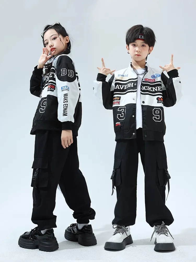 Children's street dance costume, boy motorcycle style hip-hop set, children's hip-hop, drum performance costume